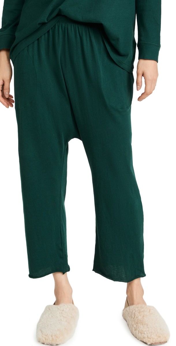 THE GREAT. The Lounge Crop Pants Pine Needle