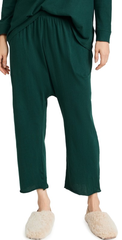 THE GREAT. The Lounge Crop Pants Pine Needle