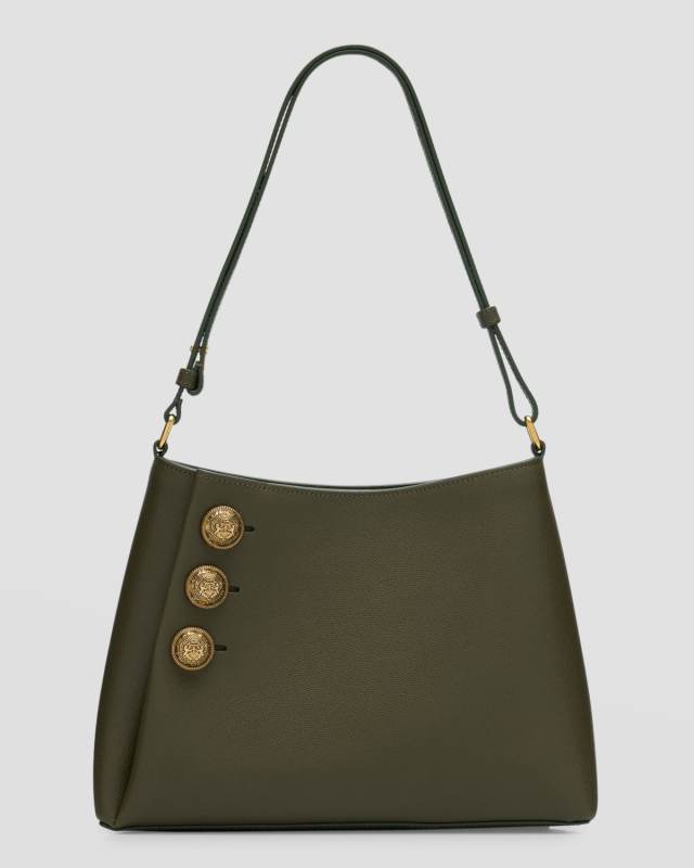 Embleme Shoulder Bag in Grained Leather