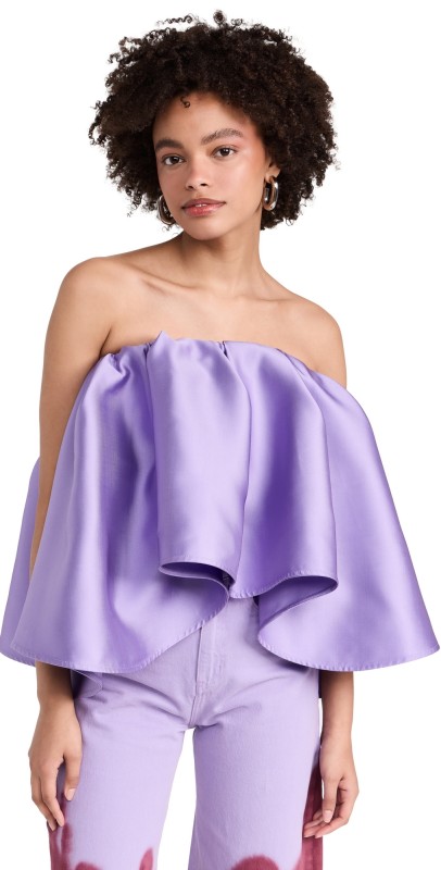 Marques Almeida Pleated Strapless Top Lilac