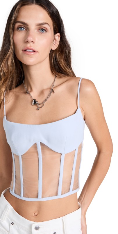 Rozie Corsets Crepe and Tulle Corset Top Light Blue