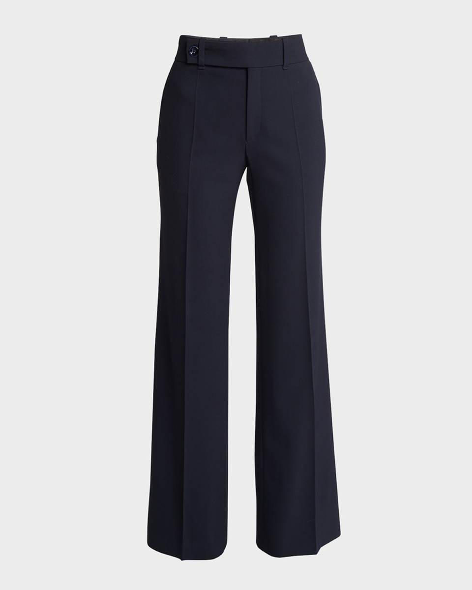 Wide-Leg Stretch Wool Trousers