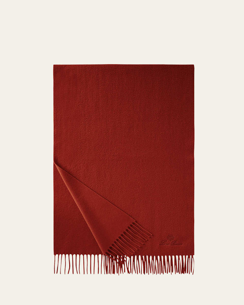 Embroidered Logo Cashmere Scarf