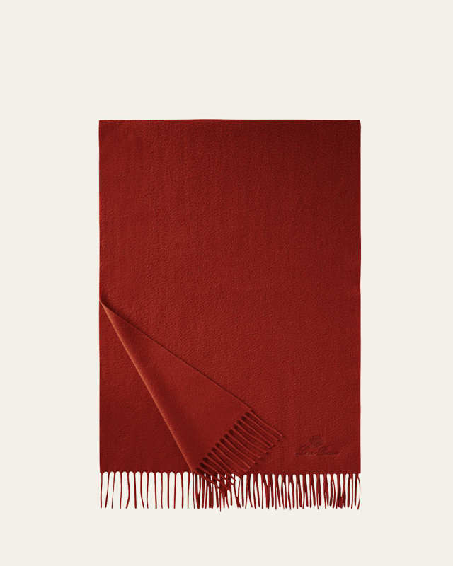 Embroidered Logo Cashmere Scarf