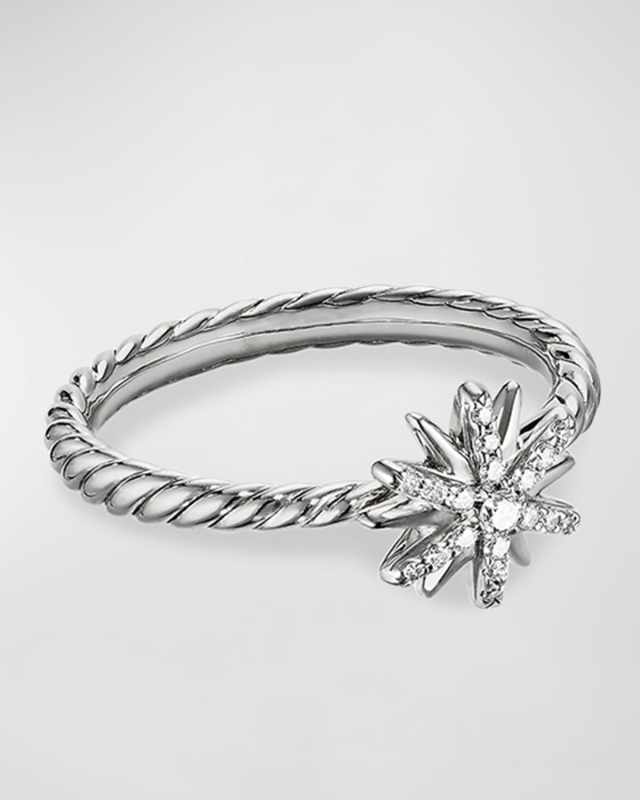Petite Starburst Station Ring with Pave Starburst
