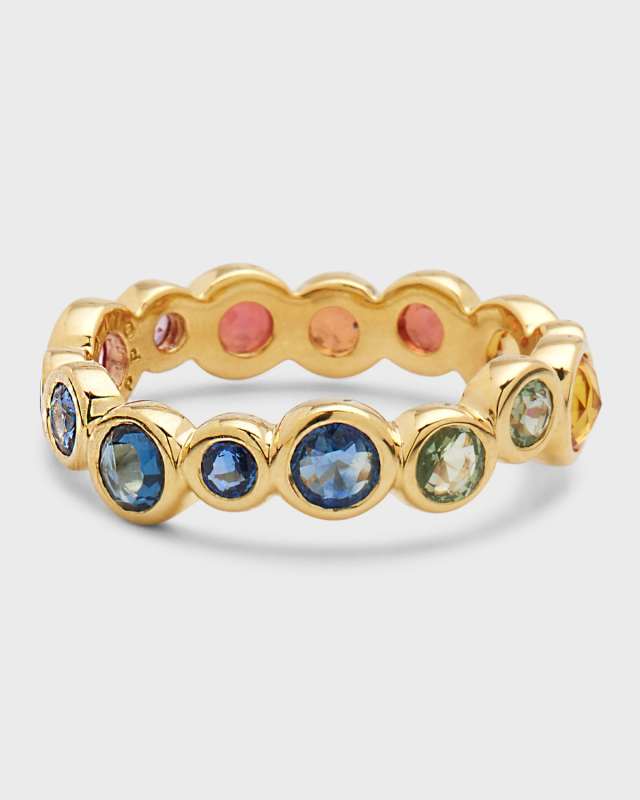18K Stardust Superstar Eternity Ring in Rainbow Sapphires, Size