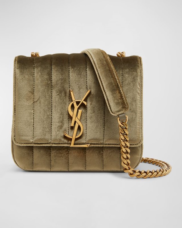 Vicky Small YSL Crossbody Bag in Quilted Velvet