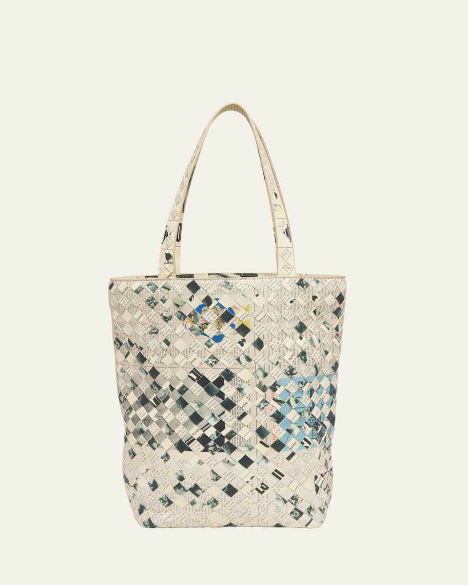 Small Newspaper-Print Tote Bag
