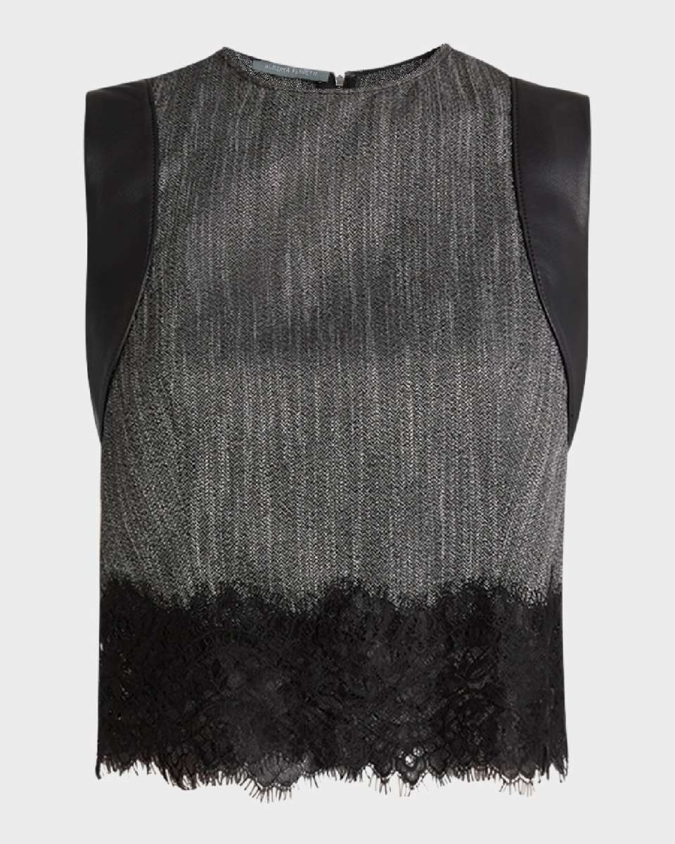 Lace-Trim Sleeveless Crop Top