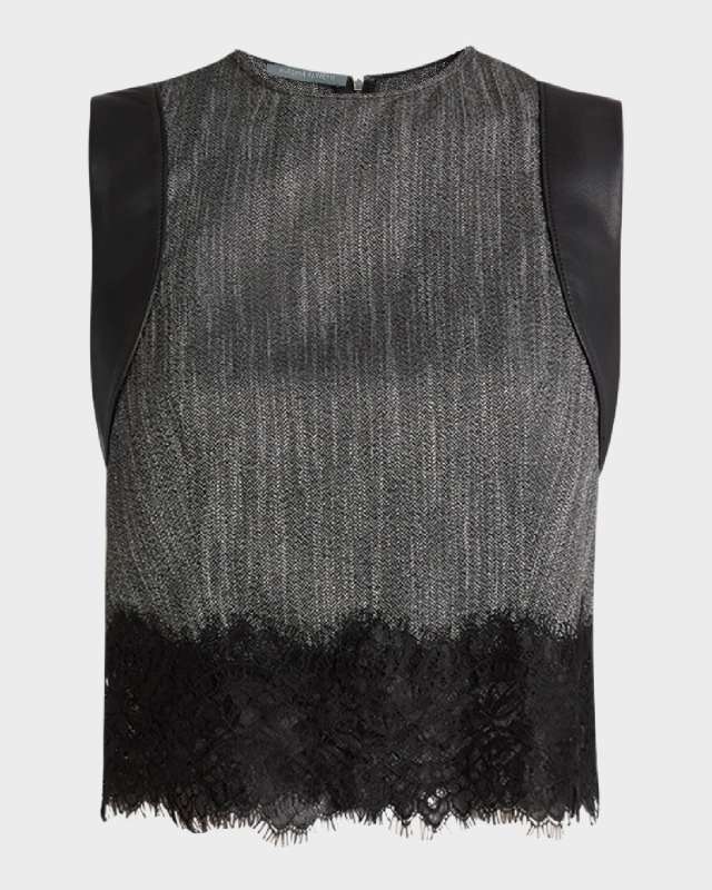 Lace-Trim Sleeveless Crop Top