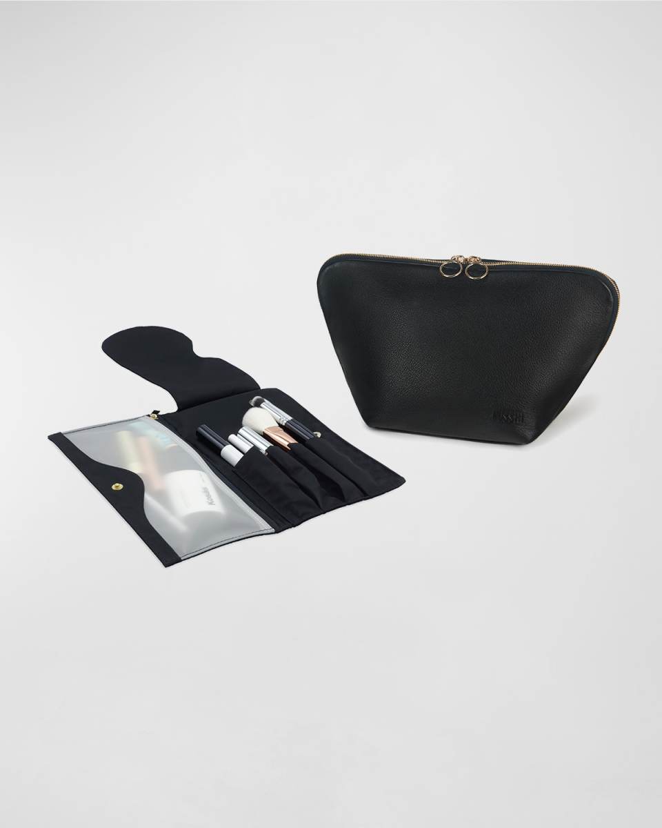 Vacationer Makeup Bag with Pocket Organizer, Leather