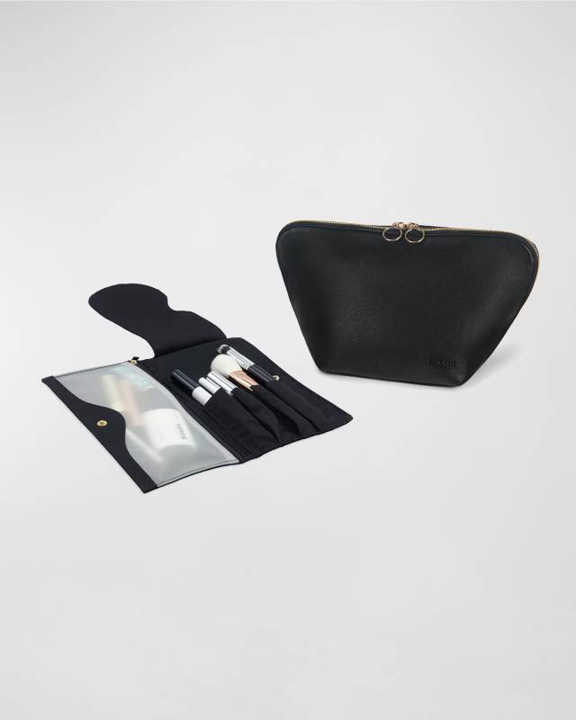 Vacationer Makeup Bag with Pocket Organizer, Leather