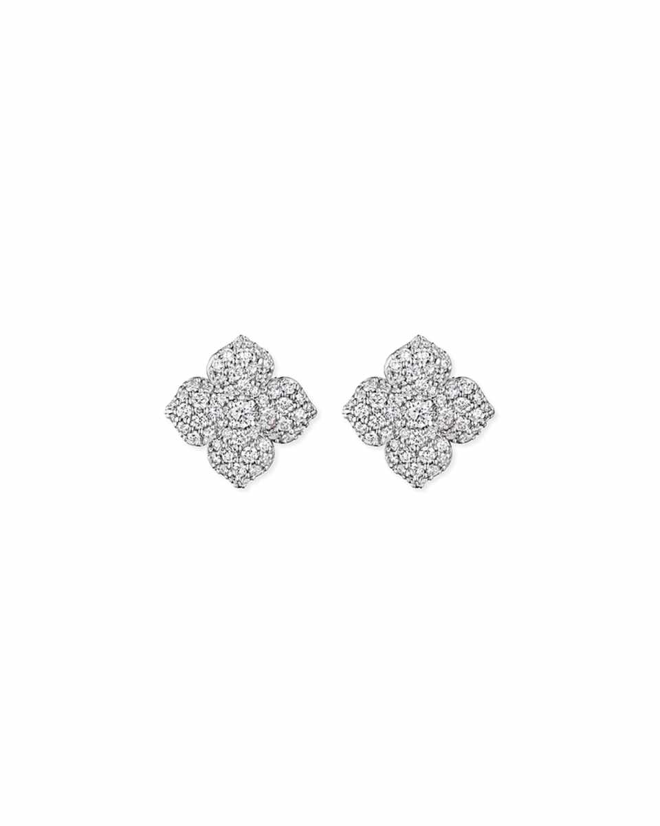 Large Pave Diamond Flower Earrings