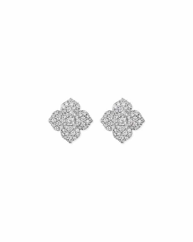 Large Pave Diamond Flower Earrings