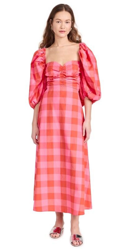 SUNDRESS Rosine Dress Big Gingham Red And Pink