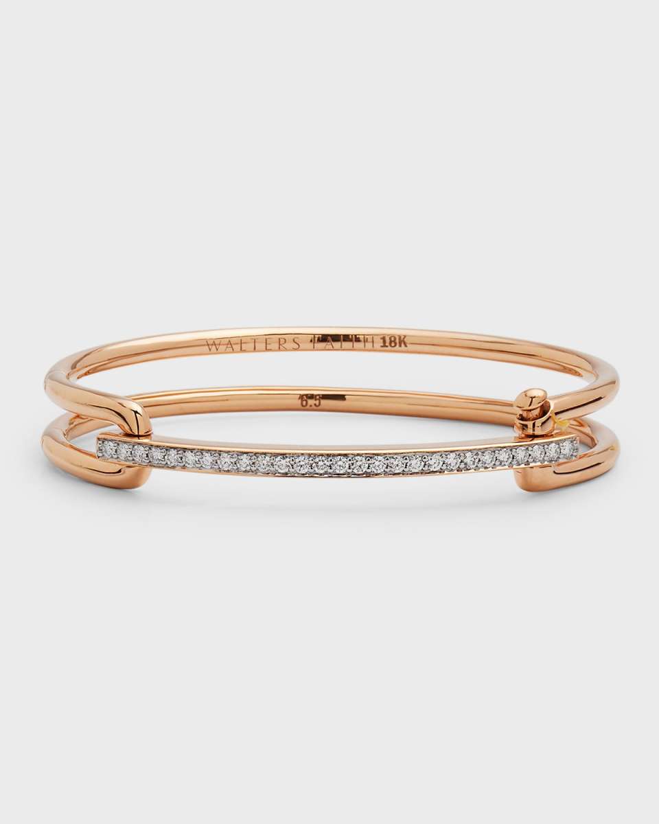 18K Rose Gold Grant Elongated Open Cuff with Diamond Bar