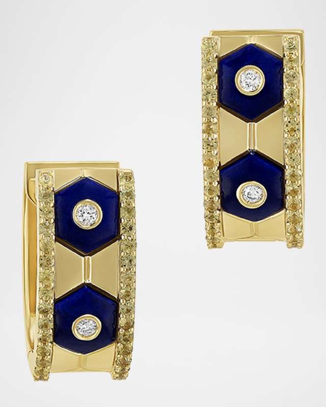 Baia Sommersa 18K Yellow Gold Earrings with Sapphires, Lapis, and Diamonds