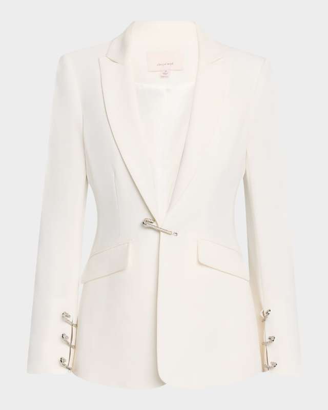 Cheyenne Rhinestone Pin Crepe Blazer