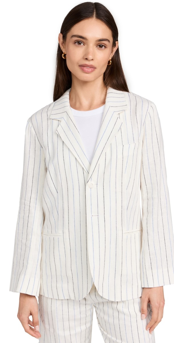 THE GREAT. The Relaxed Blazer Cream Pinstripe