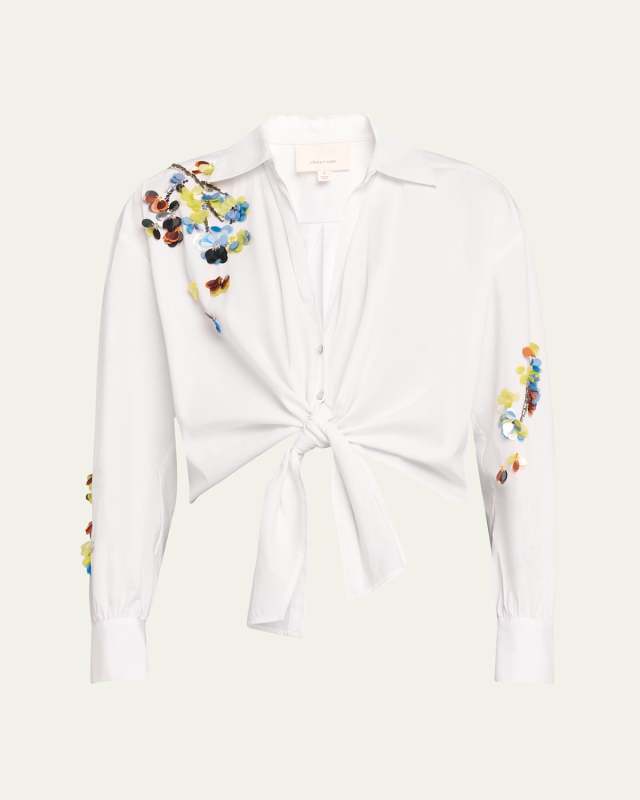 Sequin Flower Marianna Front-Tie Top