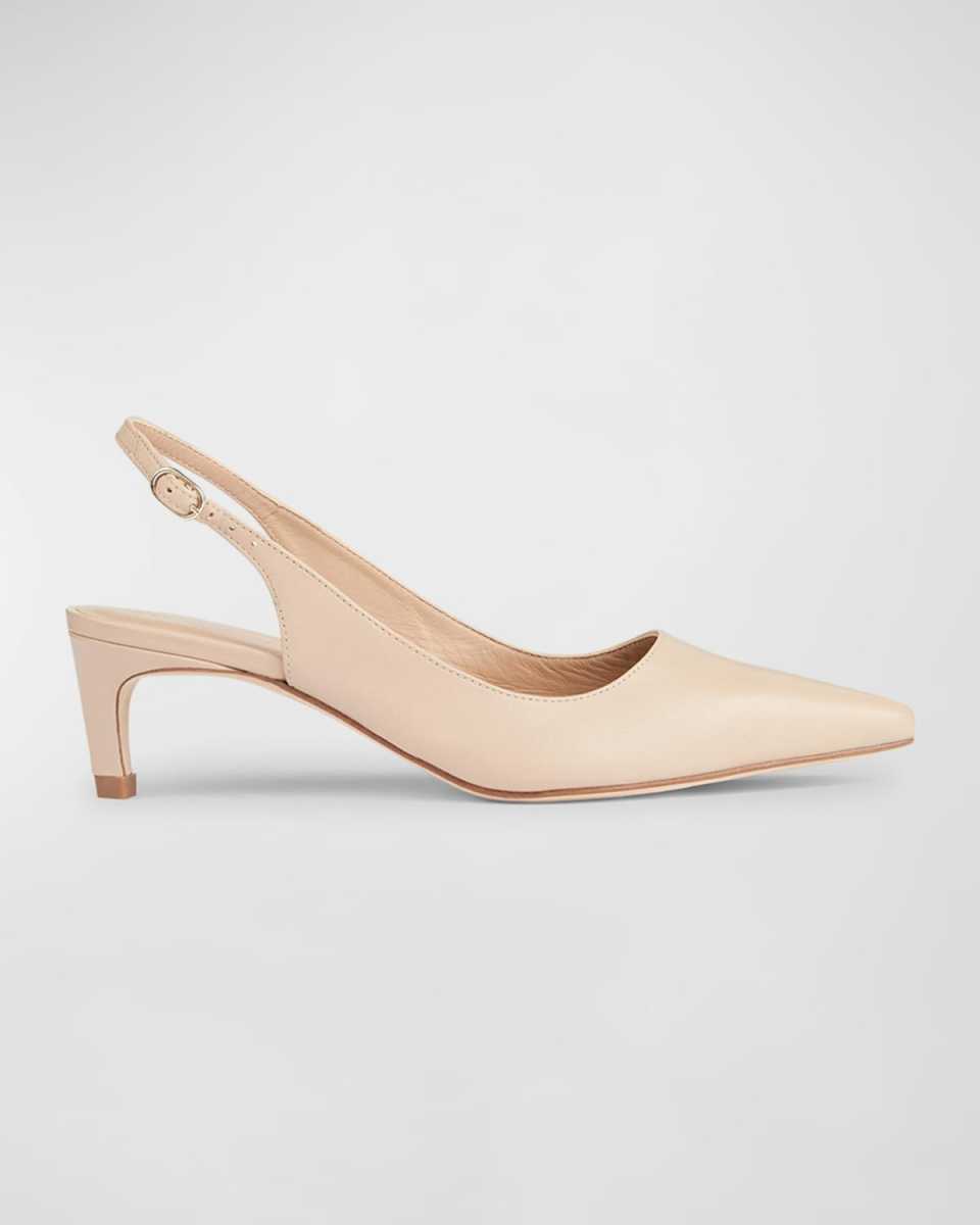 Alyssa Leather Slingback Kitten Pumps
