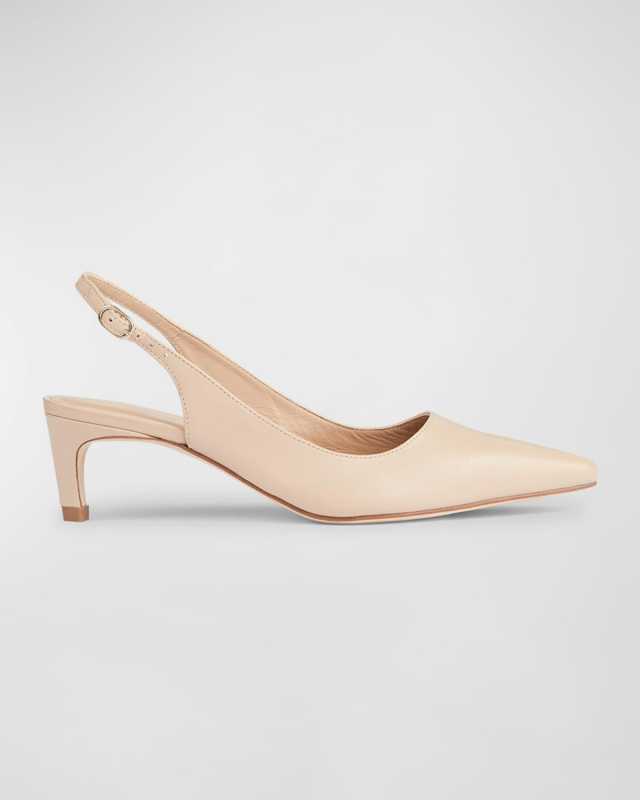 Alyssa Leather Slingback Kitten Pumps