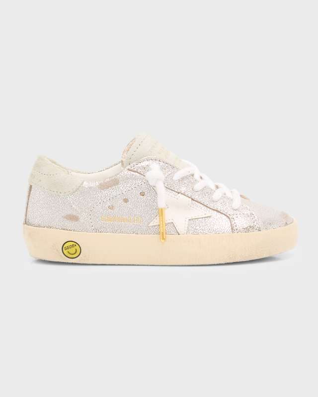 Girl's Superstar Lace Up Micro Crackle Sneakers, Kids