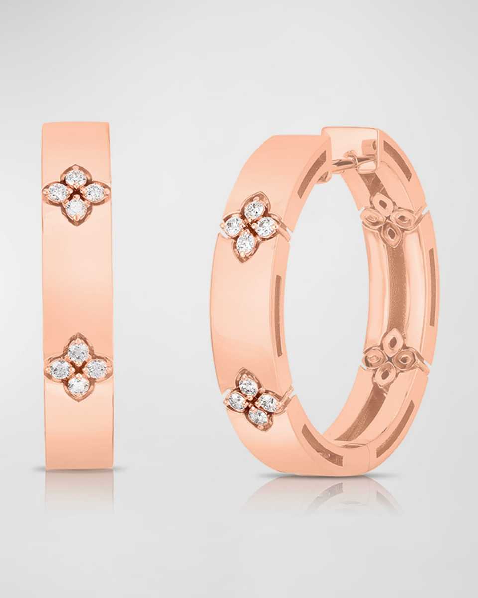 Love in Verona 18k Rose Gold Diamond Huggie Earrings, 24mm
