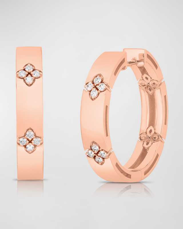 Love in Verona 18k Rose Gold Diamond Huggie Earrings, 24mm