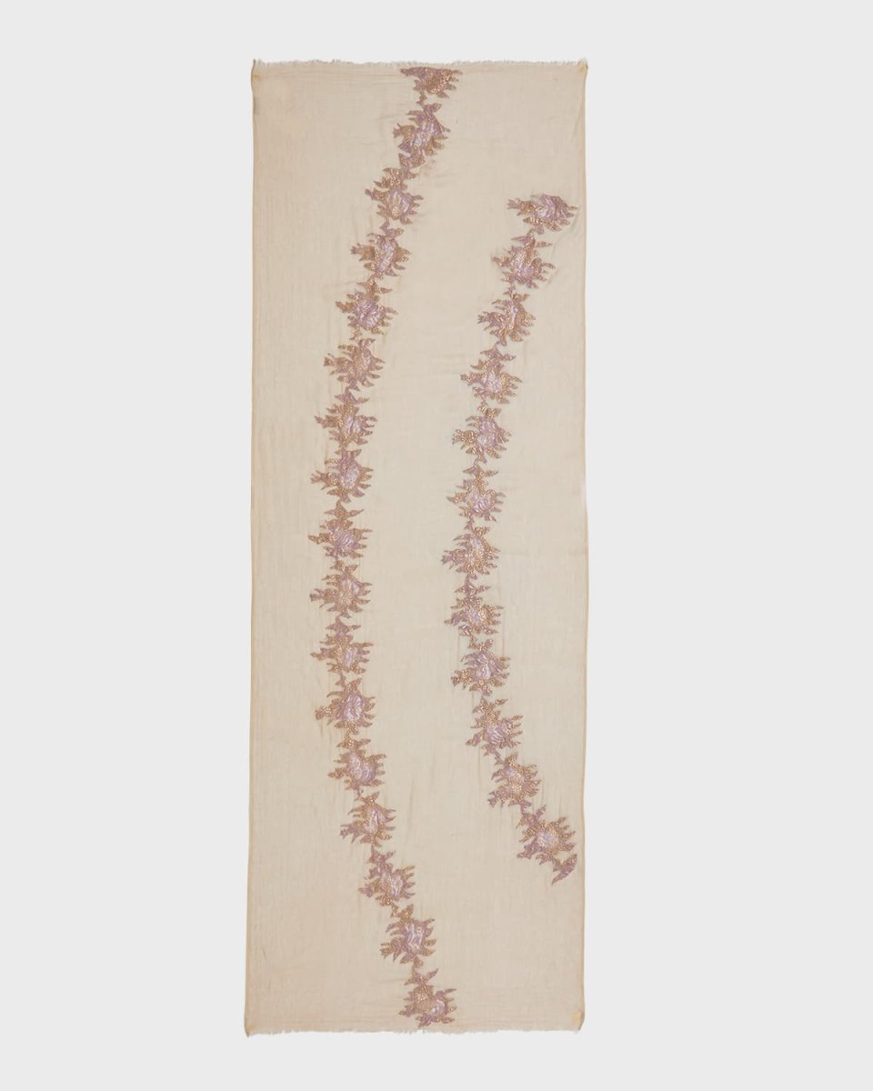 Floral Lace Cashmere-Silk Evening Wrap