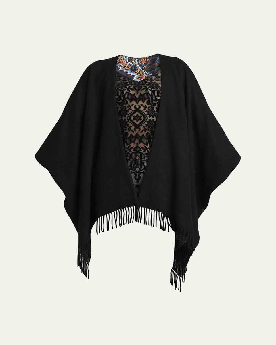 Fringed Wool & Silk Cape