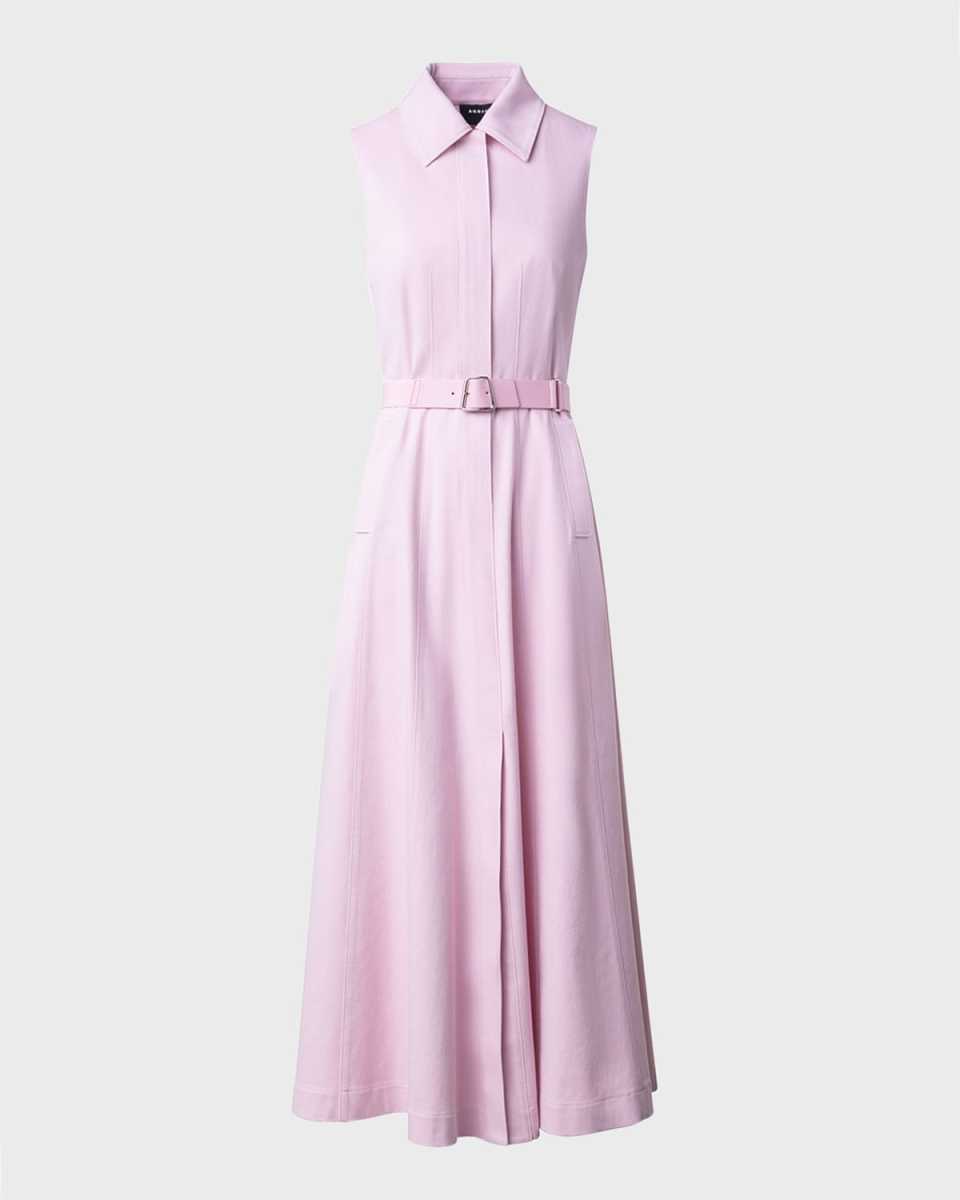 Cotton Denim Midi Shirtdress with Sporty Belt