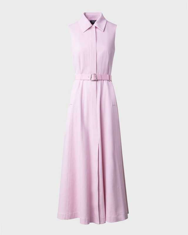 Cotton Denim Midi Shirtdress with Sporty Belt