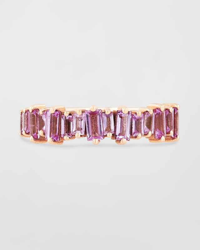 Pink Sapphire Baguette Half-Band Ring, Size 4-8