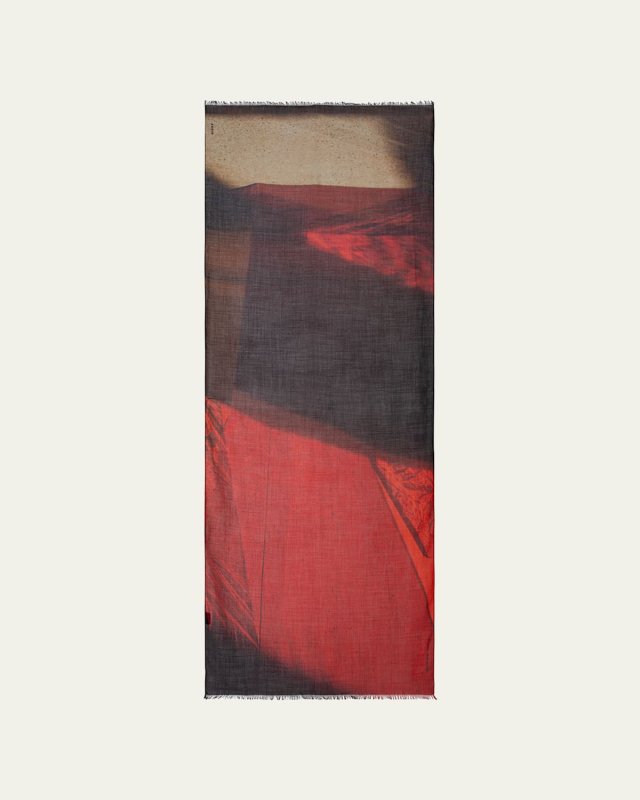 Liquid Light-Print Cashmere-Silk Scarf