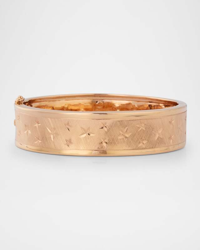 Estate 14K Rose Gold Florentine Stars Bangle Bracelet