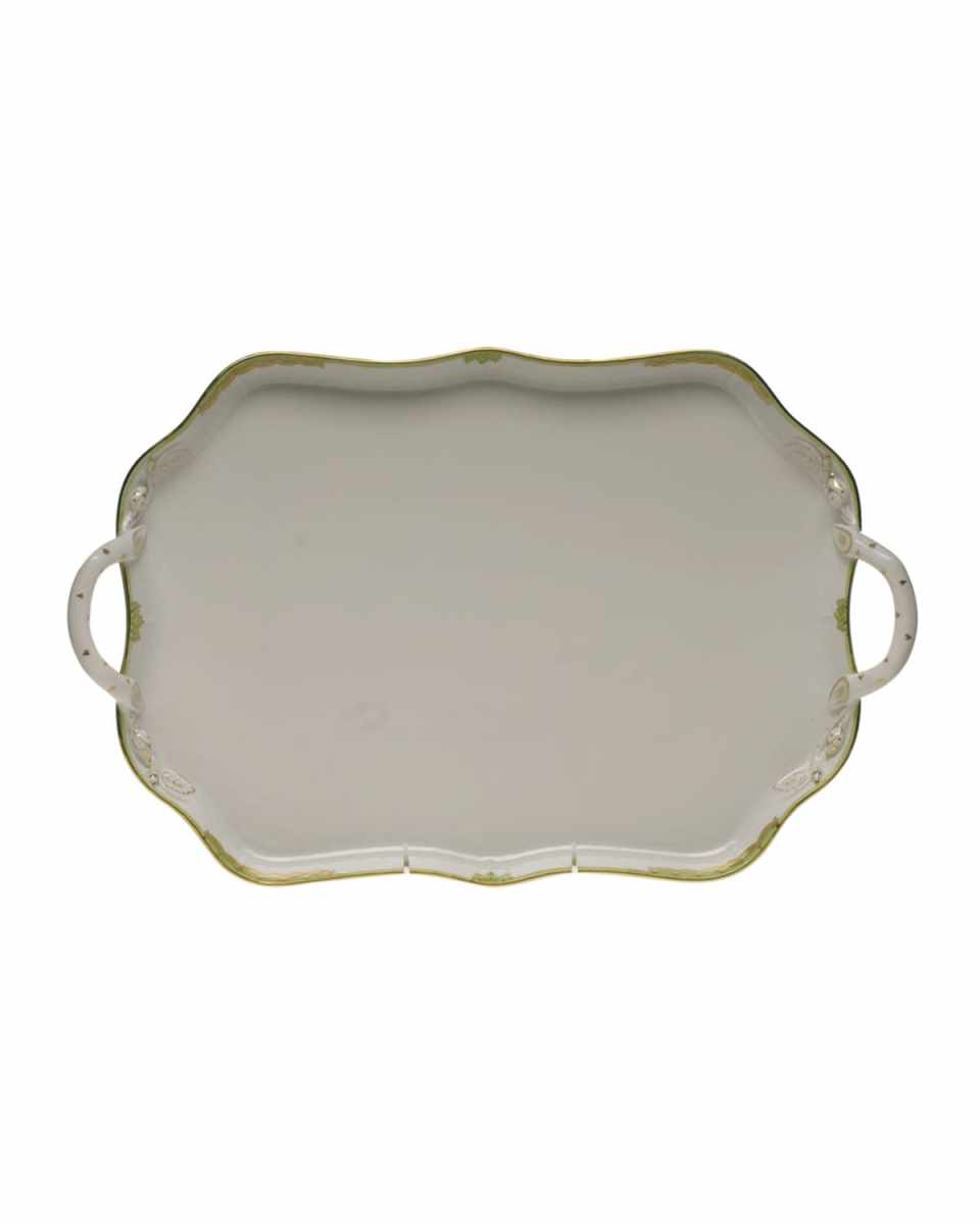 Princess Victoria Green Rectangle Tray with Branch Handles