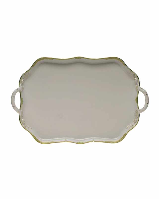 Princess Victoria Green Rectangle Tray with Branch Handles