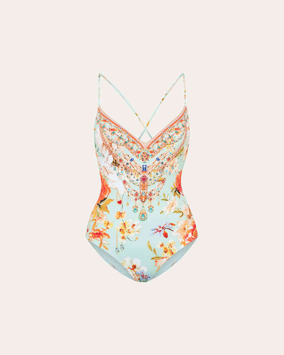 Talk The Walk Tie-Back V-Neck One-Piece Swimsuit
