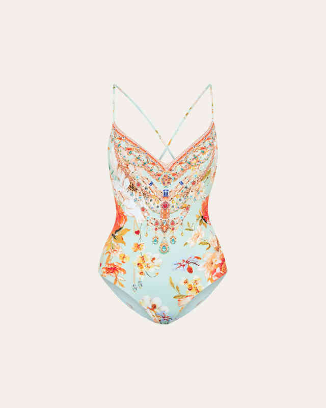 Talk The Walk Tie-Back V-Neck One-Piece Swimsuit
