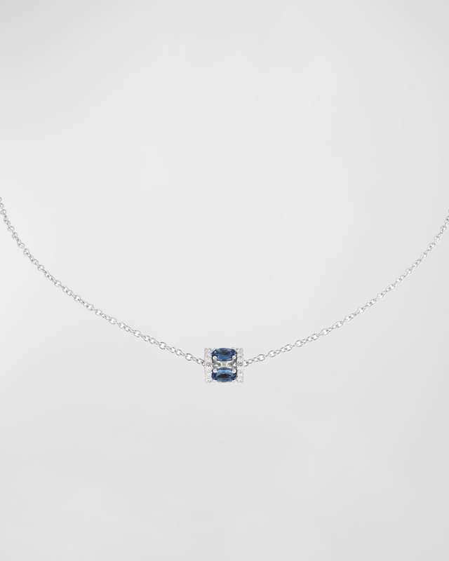 Procida 18K White Gold Blue Sapphire and Diamond Pendant Necklace