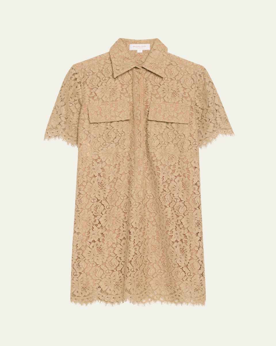 Floral Lace Scallop Shift Mini Dress