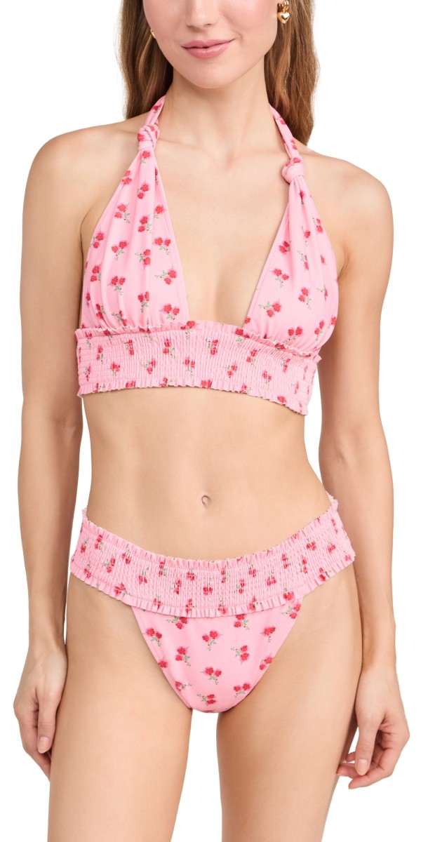 LoveShackFancy Katya Bikini Set Cherry Pink