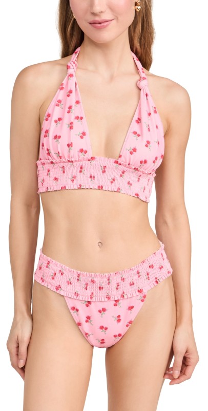 LoveShackFancy Katya Bikini Set Cherry Pink