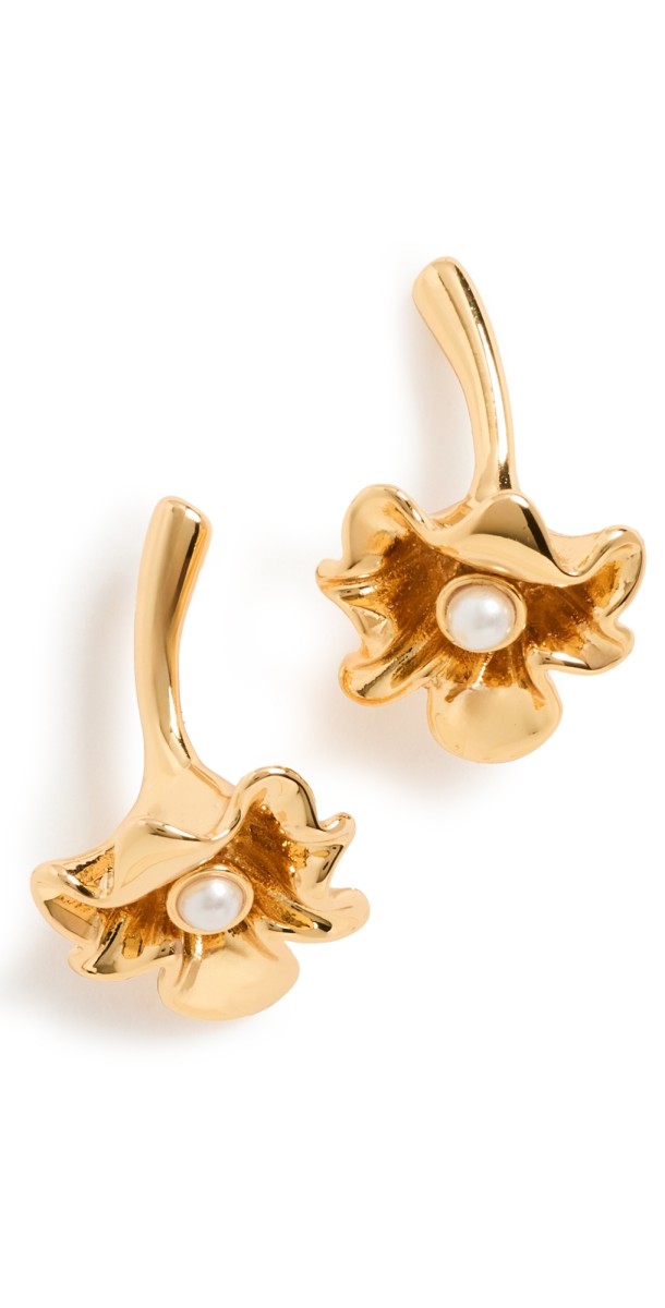 Lele Sadoughi Ruffled Lily Stud Earrings Gold
