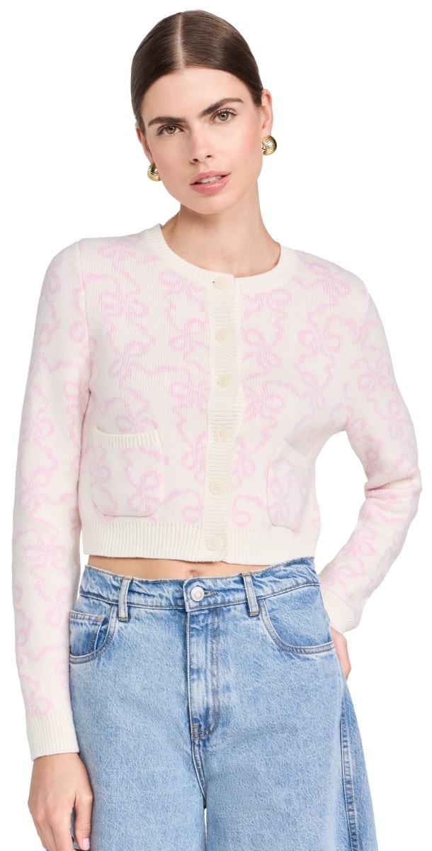 LoveShackFancy Veronika Cardigan Bon Bon Pink