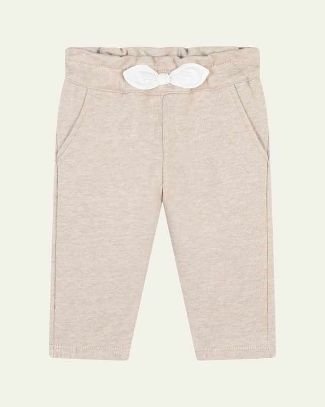 Girl's Logo Embroidered Fleece Trousers W/ Bow, Size 6M-3