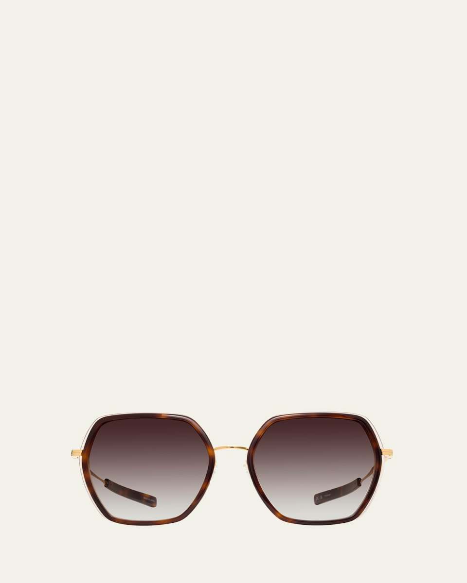 Pickford Havana Zyl & Metal Round Sunglasses