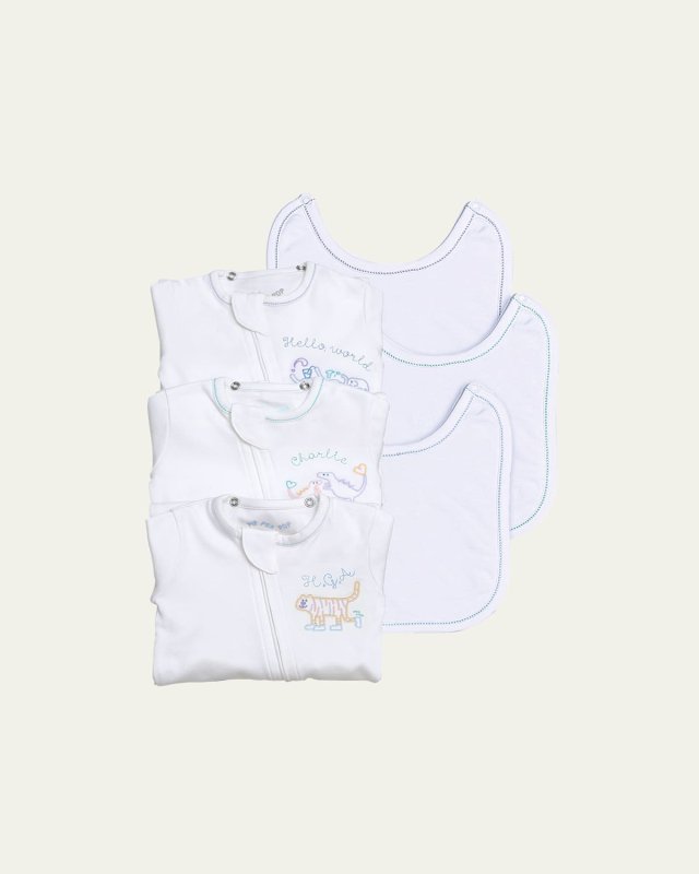Baby Personalized Footed Bodysuit with attachable bib - Growing Bundle