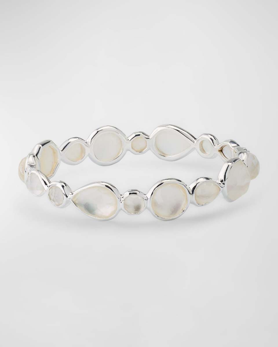 Sterling Silver Rock Candy Mother-of-Pearl Hinged Bangl